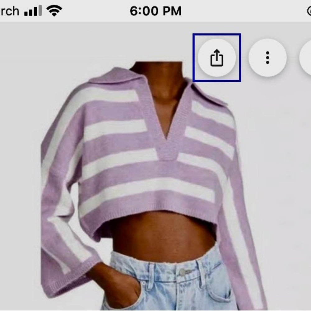 For Love And Lemons Lavender and White V-Neck Sweater Maud Boxy Crop